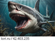Predatory shark. Стоковое AI-изображение, AI-художник RamA / Фотобанк Лори