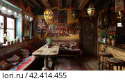 Restaurant, cafe in Russian style,    Generative AI. Стоковое AI-изображение, AI-художник Анна Кривицкая / Фотобанк Лори