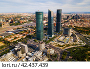 Four business skyscrapers (Cuatro Torres) of the business district in Madrid, Spain. Стоковое фото, фотограф Яков Филимонов / Фотобанк Лори