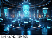 Ultramodern Futuristic lab in light. Generate Ai. Стоковое AI-изображение, AI-художник Иван Рябоконь / Фотобанк Лори