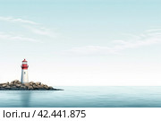 Bright Lighthouse morning background. Generate Ai. Стоковое AI-изображение, AI-художник Иван Рябоконь / Фотобанк Лори