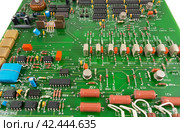Микросхемы на печатной плате прибора. Circuit board macro as background. Стоковое фото, фотограф Татьяна Д / Фотобанк Лори