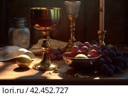 Golden goblet grapes. Generate Ai. Стоковое AI-изображение, AI-художник Иван Рябоконь / Фотобанк Лори