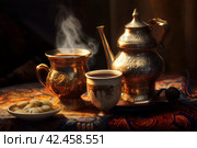 Arabic coffee traditional. Generate Ai. Стоковое AI-изображение, AI-художник Иван Рябоконь / Фотобанк Лори