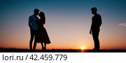 Безответная любовь, любовный треугольник  | Unrequited love, love triangle. Стоковое AI-изображение, AI-художник Данил Рыбаков / Фотобанк Лори