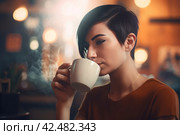 Beautiful lady singer. Generate ai. Стоковое AI-изображение, AI-художник Иван Рябоконь / Фотобанк Лори