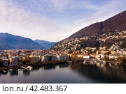 Shore of Lake Maggiore in Locarno, Switzerland. Стоковое фото, фотограф Яков Филимонов / Фотобанк Лори