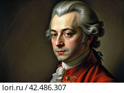 Портрет Моцарта. Стоковое AI-изображение, AI-художник Диана Шамрай / Фотобанк Лори