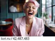 Blonde non binary model. Generate ai. Стоковое AI-изображение, AI-художник Иван Рябоконь / Фотобанк Лори