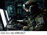 Military special forces defuses computer. Generate ai. Стоковое AI-изображение, AI-художник Иван Рябоконь / Фотобанк Лори
