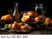 Fried crumpets food. Generate Ai. Стоковое AI-изображение, AI-художник Иван Рябоконь / Фотобанк Лори