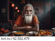 Yoga guru brahman indian happy face. Generate Ai. Стоковое AI-изображение, AI-художник Иван Рябоконь / Фотобанк Лори