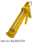 Ручной монтажный пистолет для клея на белом фоне. Silicone glue gun, isolated on white background. Стоковое фото, фотограф Татьяна Д / Фотобанк Лори
