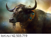 Nandi divine bull. Generate ai. Стоковое AI-изображение, AI-художник Иван Рябоконь / Фотобанк Лори