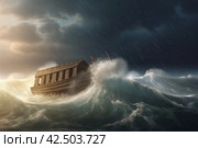 Wooden boat ocean. Generate AI. Стоковое AI-изображение, AI-художник Иван Рябоконь / Фотобанк Лори