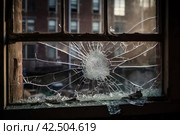 Vandalized window glass. Generate ai. Стоковое AI-изображение, AI-художник Иван Рябоконь / Фотобанк Лори