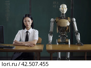 Hugh Kretschmer robot learning shot. Generate ai. Стоковое AI-изображение, AI-художник Иван Рябоконь / Фотобанк Лори