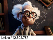 True senior genius at schoolboard cartoon. Generate ai. Стоковое AI-изображение, AI-художник Иван Рябоконь / Фотобанк Лори