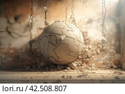 Wall wrecking ball instrument. Generate ai. Стоковое AI-изображение, AI-художник Иван Рябоконь / Фотобанк Лори