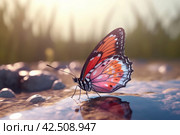 Butterfly falls entomology phenomenon. Generate ai. Стоковое AI-изображение, AI-художник Иван Рябоконь / Фотобанк Лори