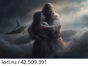 Woman man storm. Generate Ai. Стоковое AI-изображение, AI-художник Иван Рябоконь / Фотобанк Лори