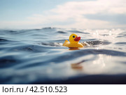 Rubber duck floating in the sea. Generate ai. Стоковое AI-изображение, AI-художник Иван Рябоконь / Фотобанк Лори