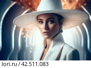 Fashion portrait model glamorous modish outfit. Generate ai. Стоковое AI-изображение, AI-художник Иван Рябоконь / Фотобанк Лори