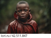 African poor boy at mine outdoor portrait. Generate Ai. Стоковое AI-изображение, AI-художник Иван Рябоконь / Фотобанк Лори