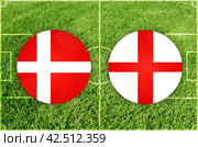 Denmark vs England football match. Стоковая иллюстрация, иллюстратор Jan Jack Russo Media / Фотобанк Лори