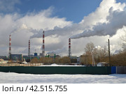Volkhov, Leningrad region, Russia, March 10, 2024: Volkhov branch of Apatit JSC (Volkhov chemical cluster of PhosAgro Group) Редакционное фото, фотограф Алексей Антипов / Фотобанк Лори