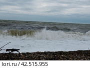 Черное море, шторм у берега  Краснодарский край, Туапсинский район, Михайловская бухта (2023 год). Стоковое фото, фотограф Александр Циликин / Фотобанк Лори