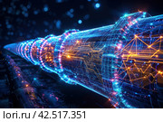 Oil pipeline, blue vector illustration,    Generative AI. Стоковое AI-изображение, AI-художник Анна Кривицкая / Фотобанк Лори