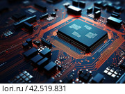 Miniature Circuit board. Generate Ai. Стоковое AI-изображение, AI-художник Иван Рябоконь / Фотобанк Лори