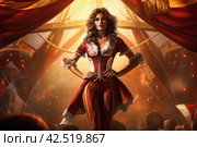 Acrobatic Circus tent arena performer woman. Generate Ai. Стоковое AI-изображение, AI-художник Иван Рябоконь / Фотобанк Лори