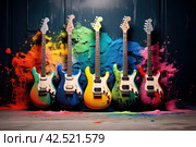 Resonant Drums guitars colors. Generate Ai. Стоковое AI-изображение, AI-художник Иван Рябоконь / Фотобанк Лори