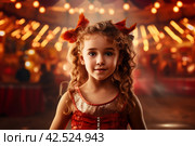 Circus tent arena performer child girl. Generate Ai. Стоковое AI-изображение, AI-художник Иван Рябоконь / Фотобанк Лори