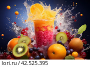 Fruit frizzle juice. Generate Ai. Стоковое AI-изображение, AI-художник Иван Рябоконь / Фотобанк Лори