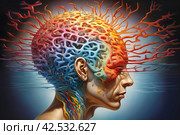 Innovative Male brain abilities research. Generate ai. Стоковое AI-изображение, AI-художник Иван Рябоконь / Фотобанк Лори