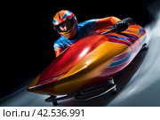 Exhilarating Winter luge sport competition. Generate Ai. Стоковое AI-изображение, AI-художник Иван Рябоконь / Фотобанк Лори