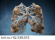 Contaminated Lungs after smoking. Generate Ai. Стоковое AI-изображение, AI-художник Иван Рябоконь / Фотобанк Лори