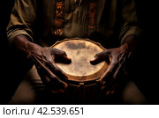 Rhythmic Man drum folk hands. Generate Ai. Стоковое AI-изображение, AI-художник Иван Рябоконь / Фотобанк Лори