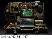 Skillful Military team defuses computer technology. Generate ai. Стоковое AI-изображение, AI-художник Иван Рябоконь / Фотобанк Лори