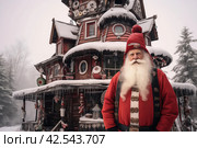 Oldman santa claus house. Generate Ai. Стоковое AI-изображение, AI-художник Иван Рябоконь / Фотобанк Лори