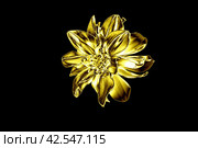 Gold flower bud isolated on black background. Cut out. Стоковая иллюстрация, иллюстратор Константин Григорьев / Фотобанк Лори