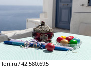 Easter composition with candles and eggs. Стоковое фото, фотограф Татьяна Ляпи / Фотобанк Лори