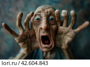 Startled Elderly Person Expressing Fear. Стоковое AI-изображение, AI-художник Кирилл Черезов / Фотобанк Лори