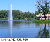 Фонтан на Фабричном пруду. Город Реутов. Московская область (2012 год). Редакционное фото, фотограф lana1501 / Фотобанк Лори