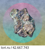 Minimalistic zine poster. Contemporary art collage with natural huge stone, rock. Creative artwork. Стоковая иллюстрация, иллюстратор bashta / Фотобанк Лори