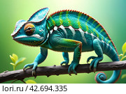 Macro photography multi-colored chameleon. Стоковое AI-изображение, AI-художник Наталья Симакова / Фотобанк Лори