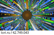 3D Kaleidoscope seamless loop Psychedelic Trippy Futuristic Traditional Tunnel Pattern for Consciousness Meditation Background Video Relaxing Ethnic Colorful pattern Chakra Kundalini Yoga. Стоковое видео, видеограф Ирина Ткачук / Фотобанк Лори